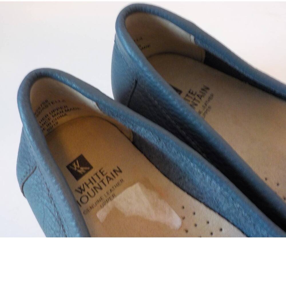 White Mountain Women 7.5 M Blue Comfort Shoes Leather Astella Slip On Wedge - Picture 5 of 10